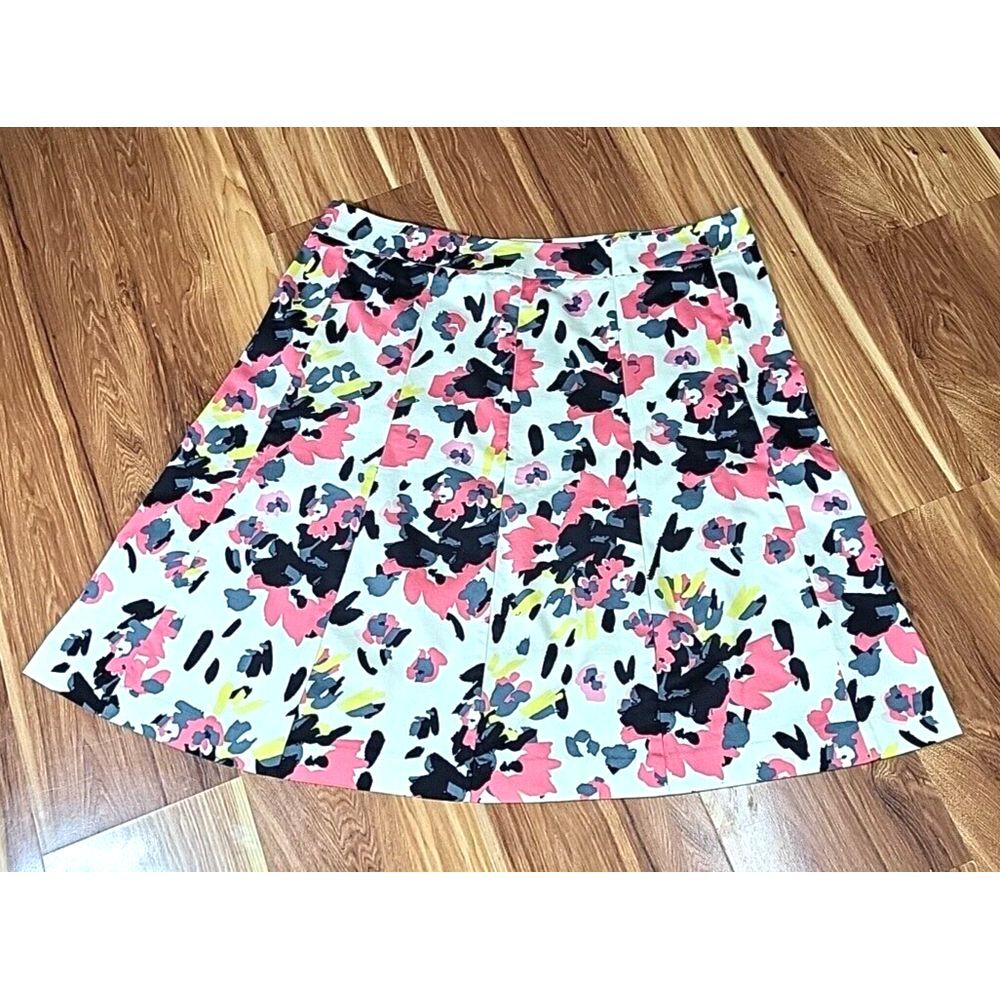 Lane Bryant A Line Pleated Midi Skirt Plus Size 18 Floral Pink White Preppy‎ Zip